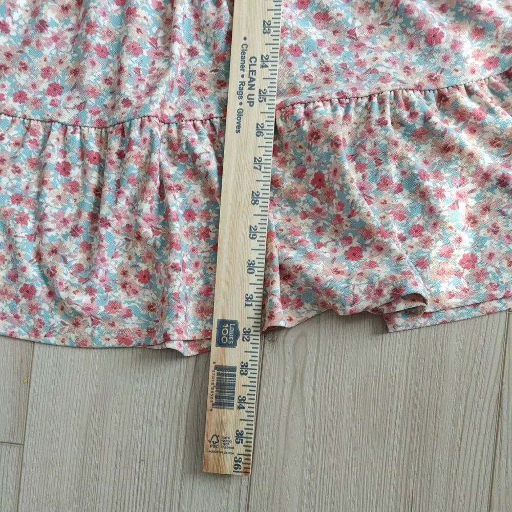 Floral Women's Dress A-Line Ruffle Straps Pink Small Monteau Los Angeles - Picture 11 of 11